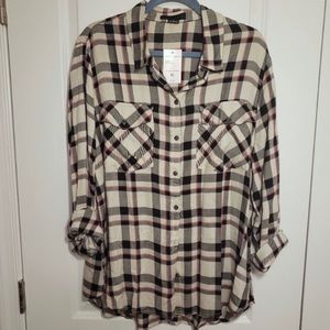 XL Sanctuary Plaid Button Up